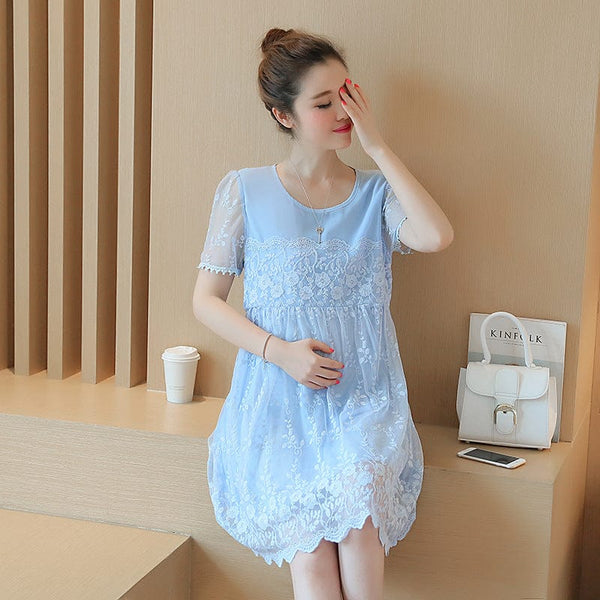 New Maternity Lace Dress Pink / M New Maternity Lace Dress Pink / M