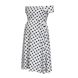 Palka Dot Print Off the Shoulder Dress - Beautiful and Comfortable for Expecting Moms