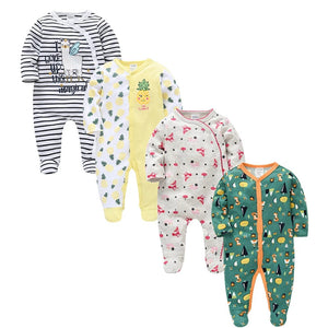 Four Piece Baby Girls & Boys - Rompers Long Sleeve 0-3 Months