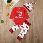 Load image into Gallery viewer, Baby My First Christmas Romper 3 Piece Romper Outfit
