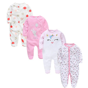 Four Piece Baby Girls & Boys - Rompers Long Sleeve 0-3 Months