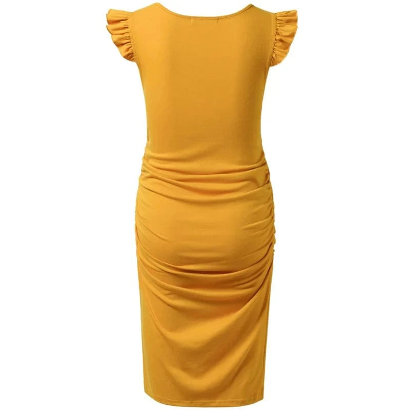Maternity Summer Dresses Ruched Side with Capped Sleeves