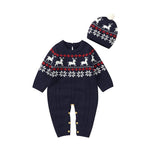 Load image into Gallery viewer, Knitted Christmas Baby Rompers - Long Sleeve w/ Hat
