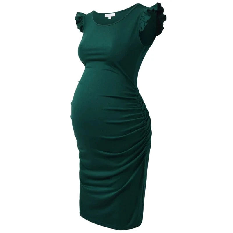 Maternity Summer Dresses Ruched Side with Capped Sleeves