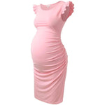Load image into Gallery viewer, Maternity Summer Dresses Ruched Side with Capped Sleeves
