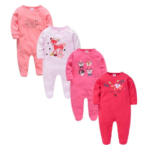 Four Piece Baby Girls & Boys - Rompers Long Sleeve 0-3 Months