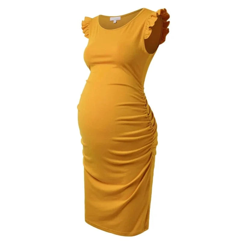Maternity Summer Dresses Ruched Side with Capped Sleeves