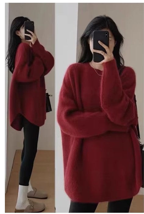 Winter Maternity Sweaters with Side Split, Batwing Long Sleeve