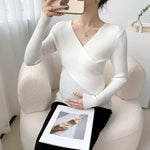 Load image into Gallery viewer, Across V neck Knitted Nursing Sweaters  -  Slim Fit and Soft
