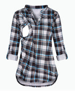 Load image into Gallery viewer, Maternity Breastfeeding Shirt - V-Neck Long Sleeve Nursing Tops - Perfect look with Jeans
