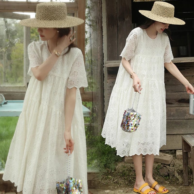 Maternity Summer Short Sleeve Lace Dress