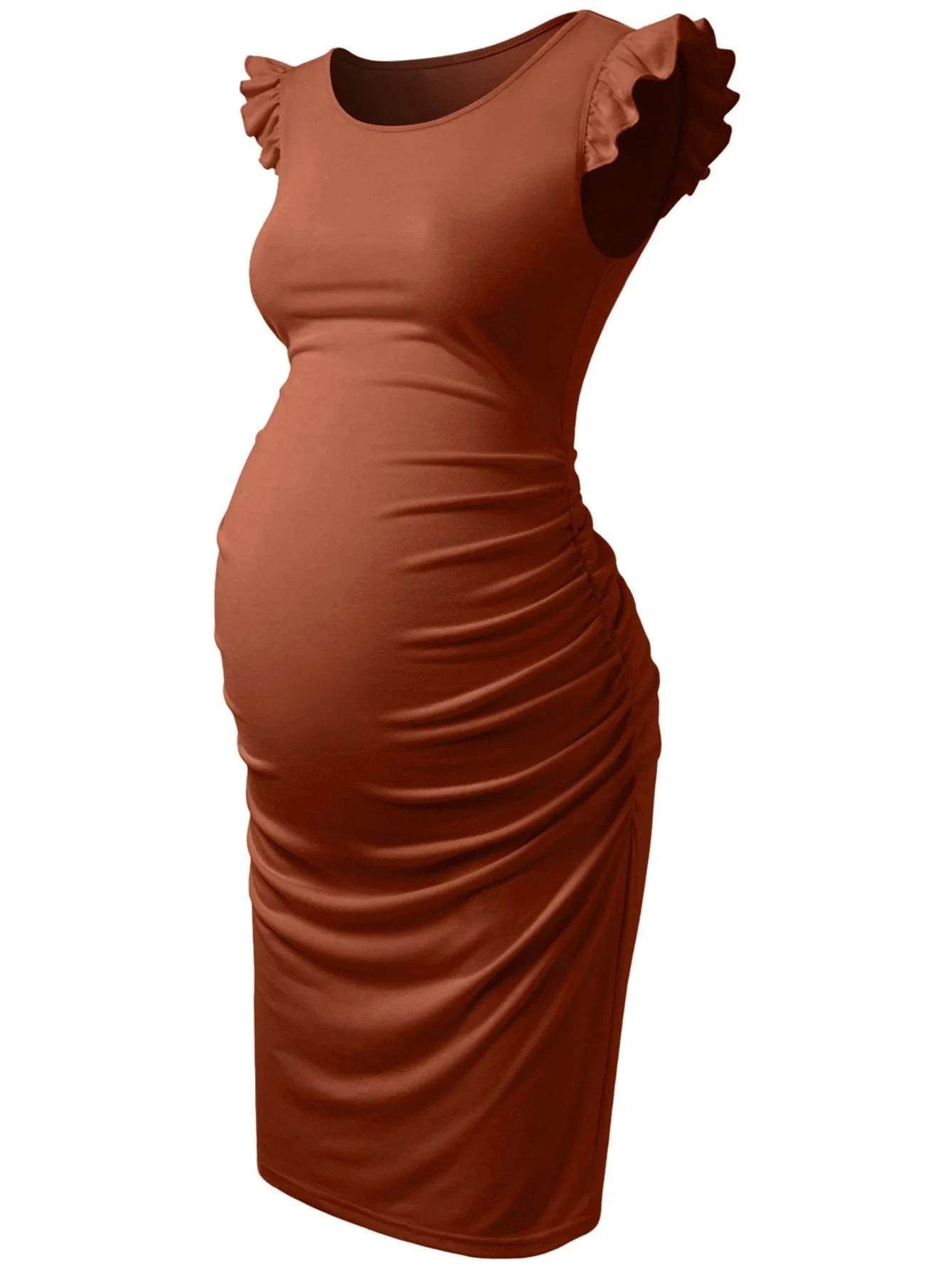 Maternity Summer Dresses Ruched Side with Capped Sleeves