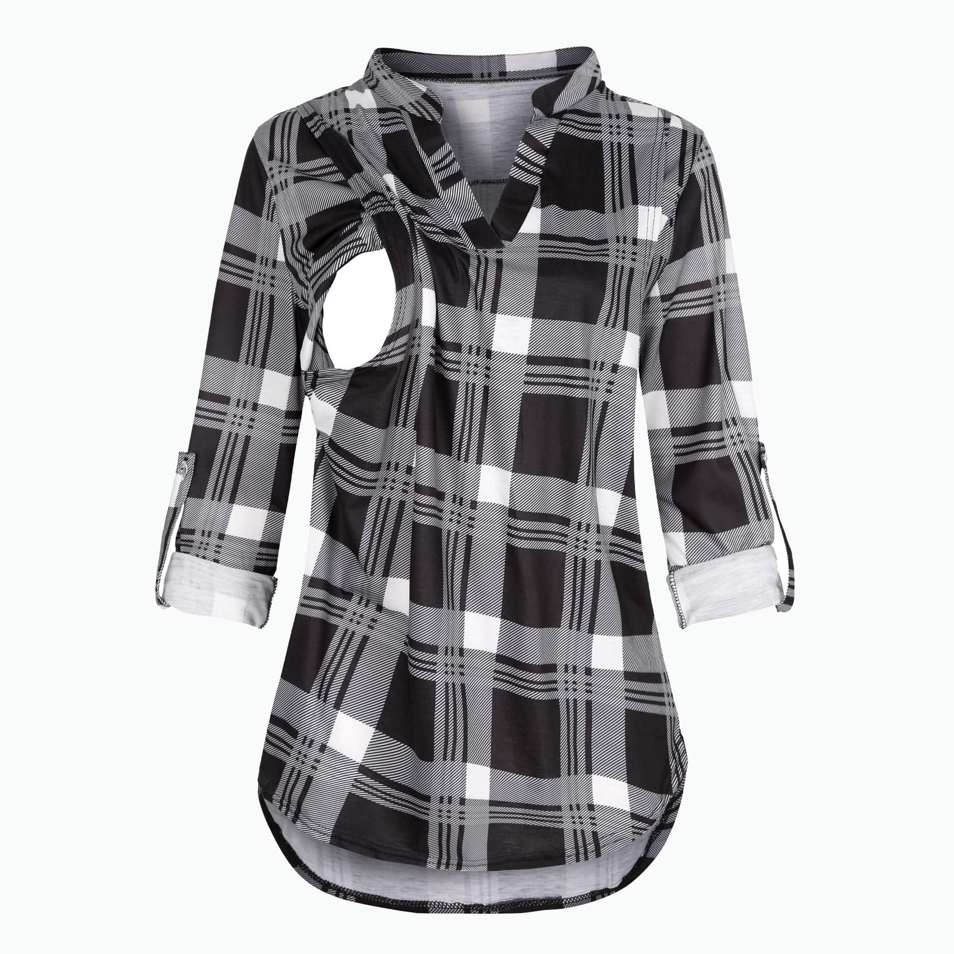 Maternity Breastfeeding Shirt - V-Neck Long Sleeve Nursing Tops - Perfect look with Jeans