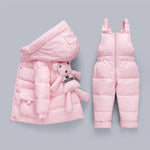 Load image into Gallery viewer, Winter Baby Girl 2PCS Hooded  Girl Down Jacket with Overalls Snowsuit
