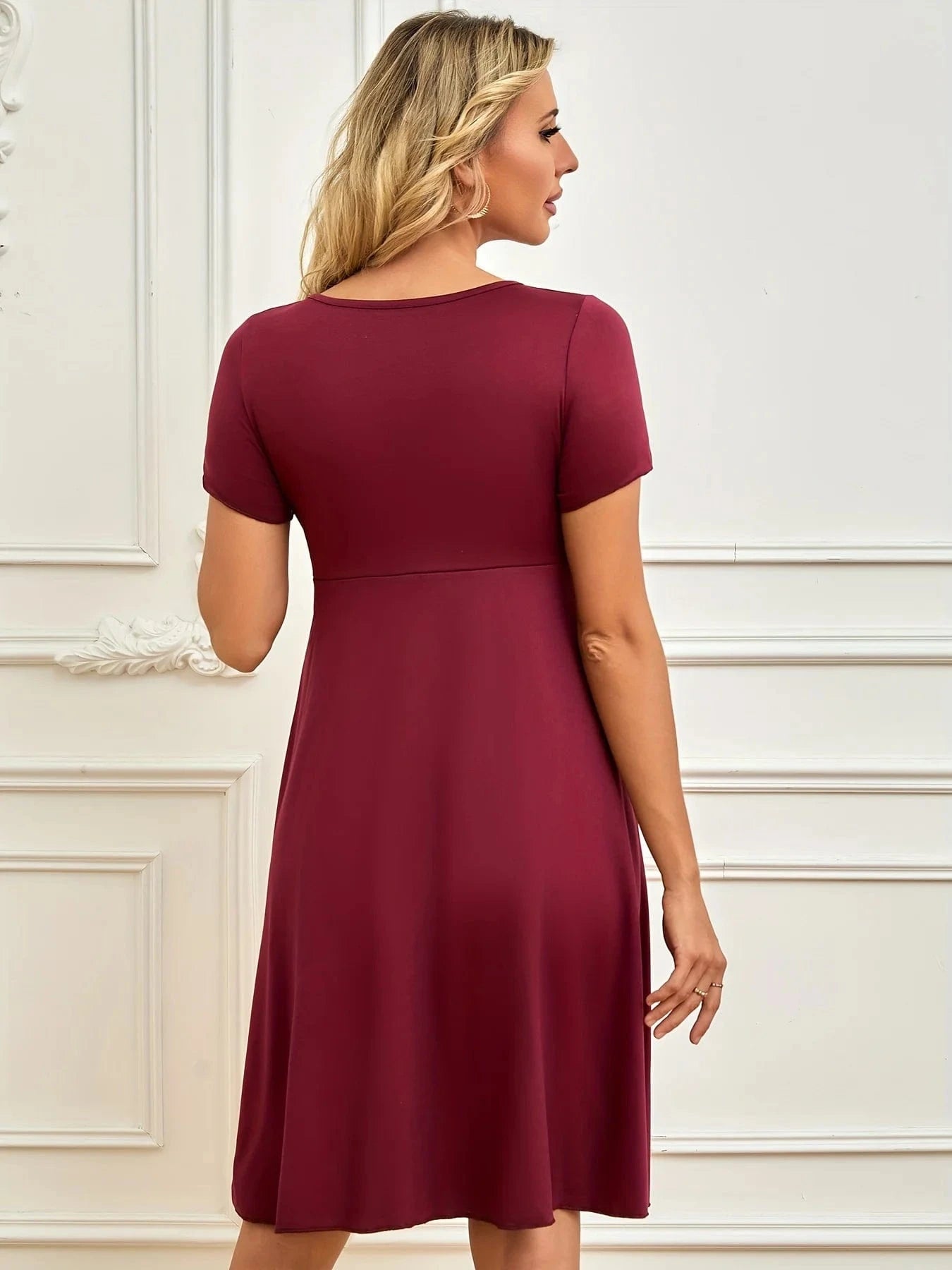 Maternity Solid Color Drawstring Dress