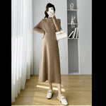 Load image into Gallery viewer, Maternity Knitted Sweater Vest and Dresses - Two Piece Long Sleeve High Neck Dress

