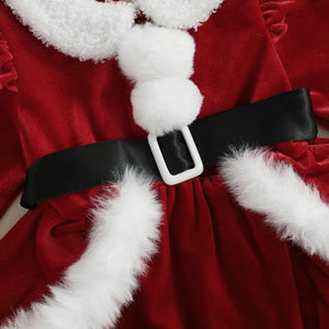 Christmas Baby Girls Dress. Plush Velvet with Long Sleeve