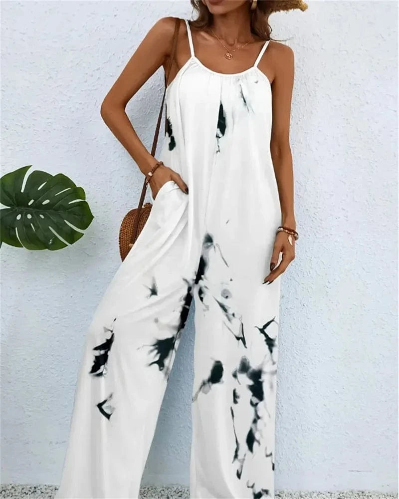 Color gradient, sleeveless casual baggy jumpsuit - Plus Size or Maternity
