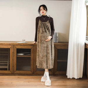 Dress with Straps -  Long Loose Pregnancy Vintage Dress