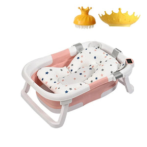 Portable Collapsible Baby Bathtub for Newborn to Toddler - Durable Infant Bath Tub with Soft Cushion