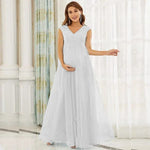 Load image into Gallery viewer, Chiffon Lace Maternity Long Dress with a V-neck
