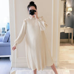 Load image into Gallery viewer, Maternity Dress - Chiffon Pleated and Long Sleeve
