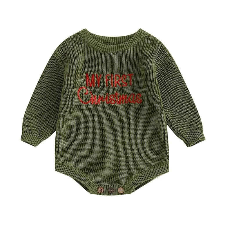 Baby Boy or Girl Sweater Knit Rompers - 1st Christmas Long Sleeve Jumpsuits for Newborn Baby Clothes