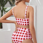 Load image into Gallery viewer, Maternity Plaid Tankinis Swimwear - Available in Black or Red Plaid
