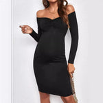 Load image into Gallery viewer, Maternity Dresses with Off the Shoulder and Tight Skirt
