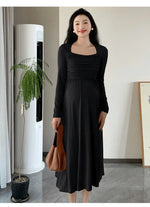 Load image into Gallery viewer, Maternity Dresses with Long Sleeve and a Square Collar - Two Pieces
