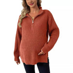 Load image into Gallery viewer, Knitted Maternity Sweaters with Zipper and Side Split
