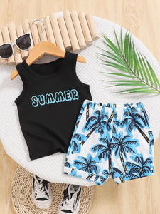 2 pieces-Summer Baby Boy  Beach Vacation Short Set