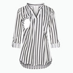 Load image into Gallery viewer, Maternity Breastfeeding Shirt - V-Neck Long Sleeve Nursing Tops - Perfect look with Jeans
