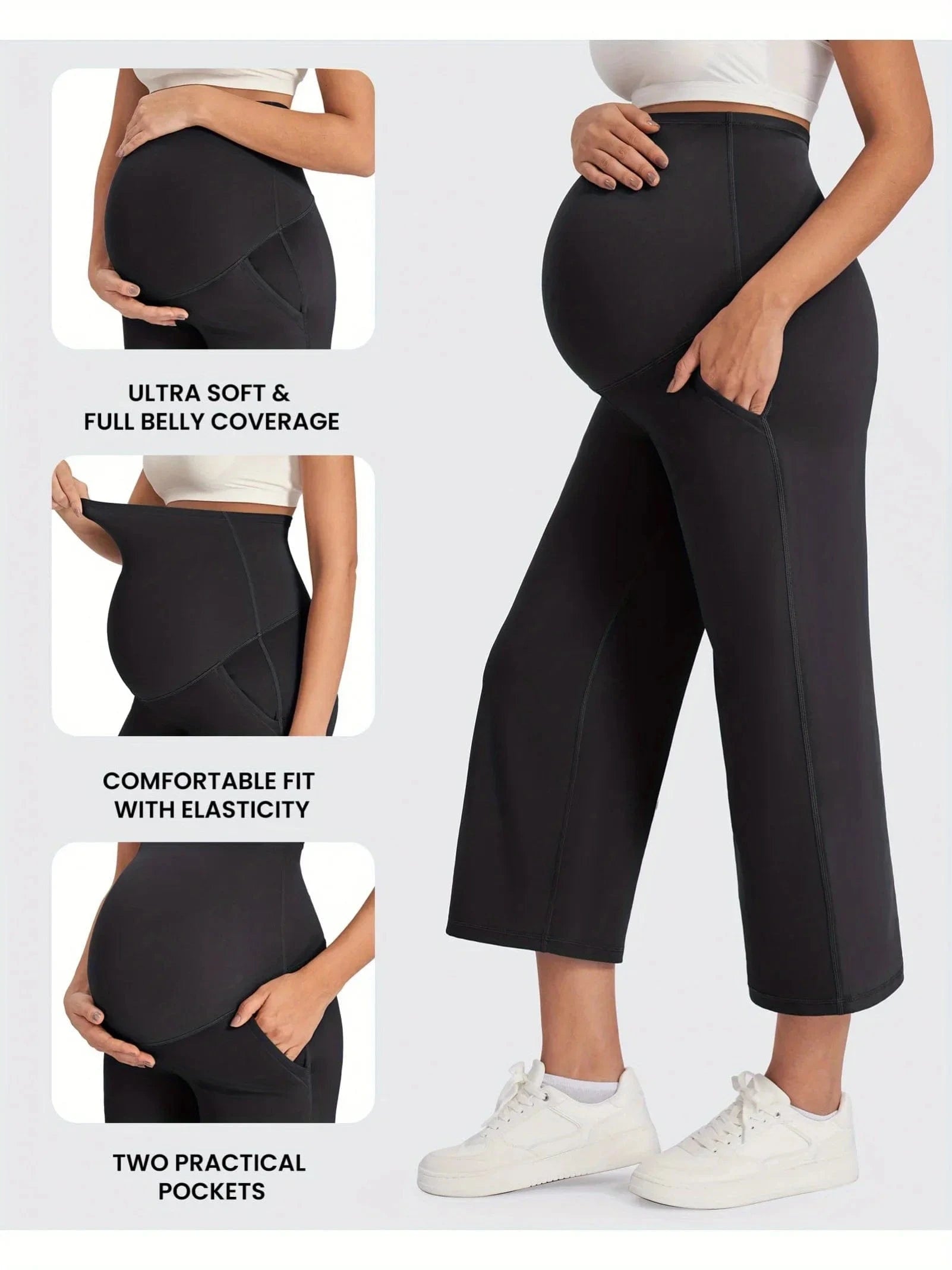 Maternity Pants, Yoga Straight Pants with Pockets