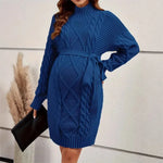Load image into Gallery viewer, Maternity Casual Knitted High-neck Long-sleeved Sweater Dress
