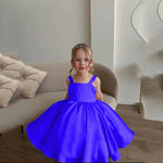 Load image into Gallery viewer, Pink Satin Flower Girl Dress with Square Neck for Wedding Party - Knee-Length
