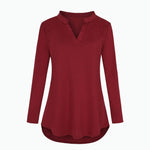 Load image into Gallery viewer, Maternity Breastfeeding Shirt - V-Neck Long Sleeve Nursing Tops - Perfect look with Jeans
