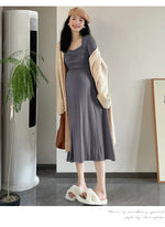 Load image into Gallery viewer, Maternity Dresses with Long Sleeve and a Square Collar - Two Pieces
