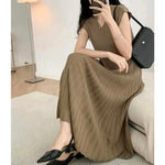 Load image into Gallery viewer, Maternity Knitted Dress with Short Sleeve and V-neck
