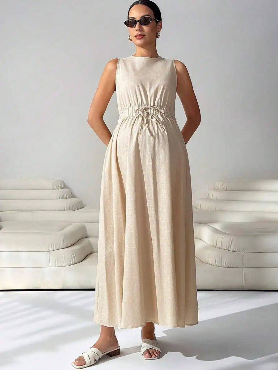 beige maternity dress Sleeveless Elastic Waist Maxi Coffee / XXL / United States Friendly Tips Premium | Blue Cheese Finish:Black PublishMonth: 10-2024