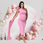 Load image into Gallery viewer, Maternity One Shoulder 3D Floral Summer Dress - Perfect for Baby Shower or a Photoshoot
