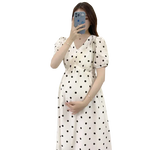 Load image into Gallery viewer, Summer Maternity Polka Dot Dress with High Waist with Lining
