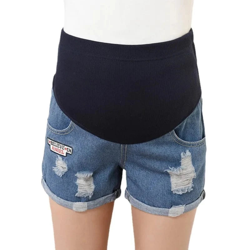 Hot Denim Maternity Shorts with High Elastic Waisted