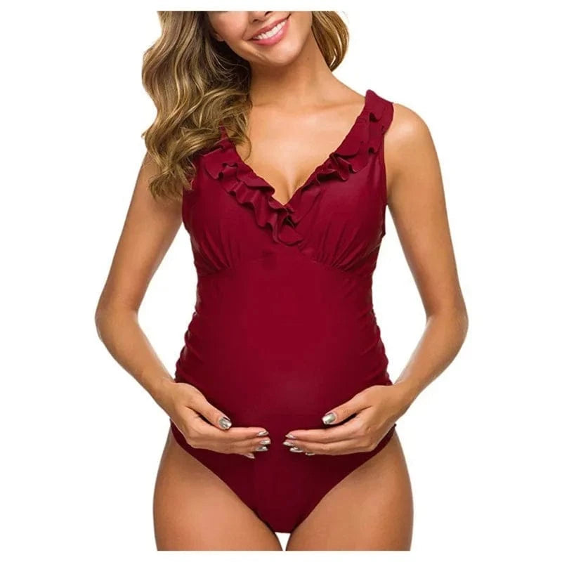 Maternity Swimsuit Various Colors - Ruffle One Piece Bathing Suit
