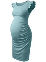 Load image into Gallery viewer, Maternity Summer Dresses Ruched Side with Capped Sleeves
