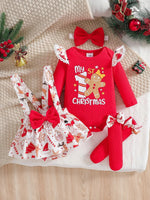 Load image into Gallery viewer, Baby girl cute Christmas Costume with Round Neck and Ruffled Long Sleeved
