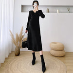 Load image into Gallery viewer, Knitted Maternity Dress with Cross Over V neck - A Line
