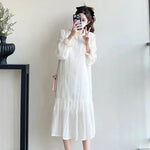 Load image into Gallery viewer, Maternity Lace Dress with Peter Pan Collar and Long Flare Sleeve
