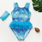 Load image into Gallery viewer, Toddler Girls Swimsuit - One-Piece Mermaid with Fish Scale Design  - 2, 3, 4, 5, 6, 7, 8, Years

