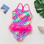 Load image into Gallery viewer, Toddler Girls Swimsuit - One-Piece Mermaid with Fish Scale Design  - 2, 3, 4, 5, 6, 7, 8, Years
